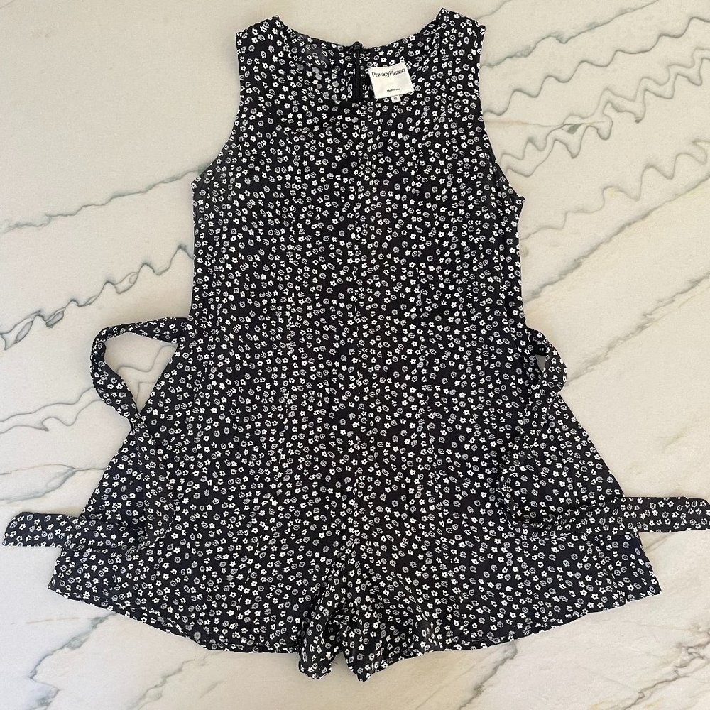 Privacy Please | High Neck Tie-Waist Floral Romper | M